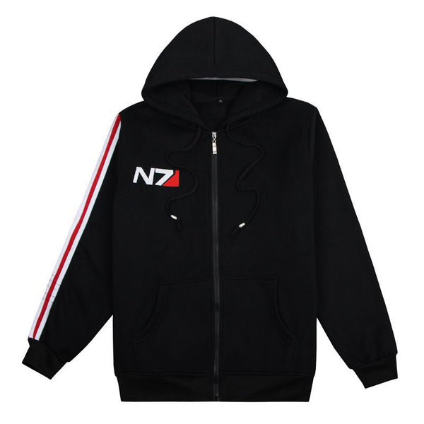 Mass Effect N7 Hoodie Zip Up Jacket Video Game Cosplay Costume