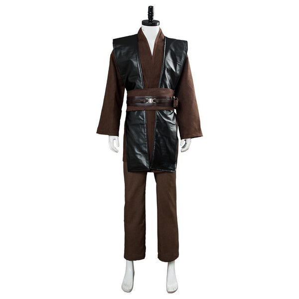 Anakin Skywalker Costume Mens Brown Jedi Tunic Cosplay Uniform Without Clock