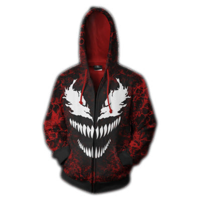 Carnage and Blue Venom Symbiote Cosplay Jacket Unisex Swearshirt Zip Up Hoodie Coat