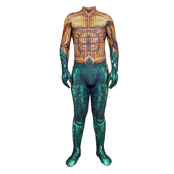 Aquaman Movie Costume Arthur Curry Golden Suit for Adults Kids Cosplay