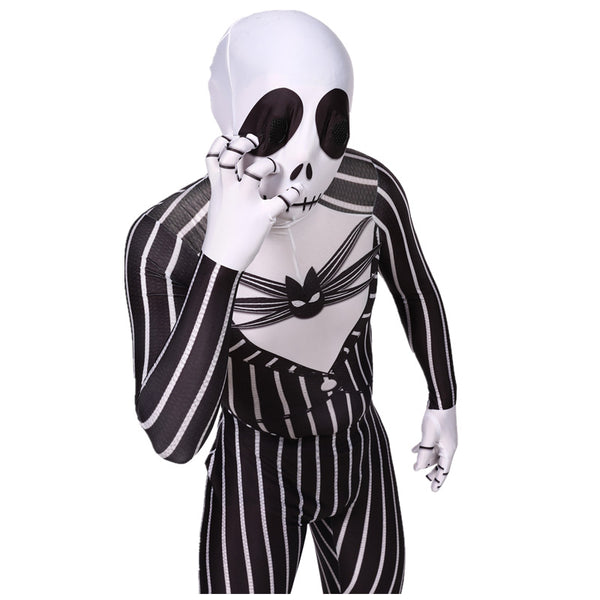 Jack The Pumpkin King Nightmare Before Christmas Halloween Costume Jumpsuit with Skeleton Mask