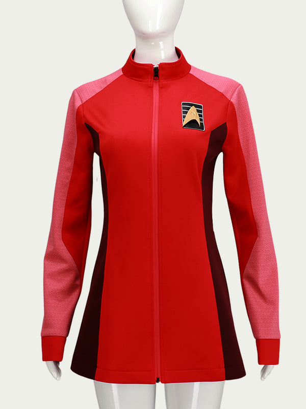 Strange New Worlds Cosplay Number One Gold Red Dress Starfleet Uniforms