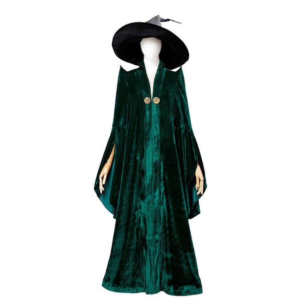 Professor Minerva Mcgonagall Harry Potter Cosplay Costume Dress Robe with Hat