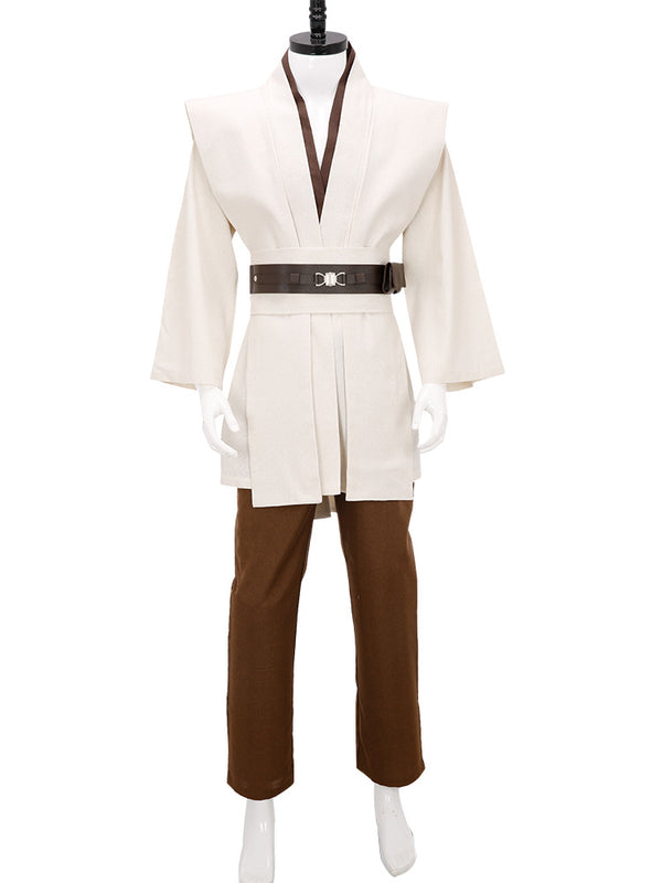 SW Obi Wan Kenobi Jedi White Outfit Cosplay Costume Without Cloak