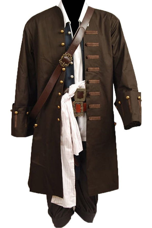 Captain Jack Sparrow Cosplay Outfits Pirates of The Caribbean Halloween Pirate Costume Jacket Full Set