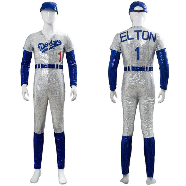 Rocketman Elton John Cosplay Costume Dodgers Baseball Uniform Halloween Party Suit