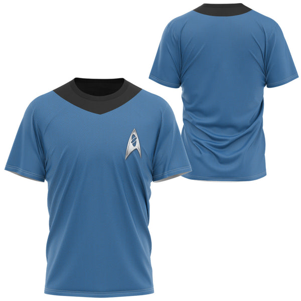 Star Trek Into Darkness Spock Blue Uniform Top Men's Cosplay T-Shirts