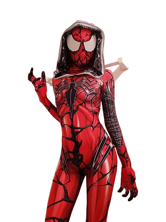 Carnage Gwen Cosplay Costume Spider-Carnage Symbiote Red Bodysuits for Women