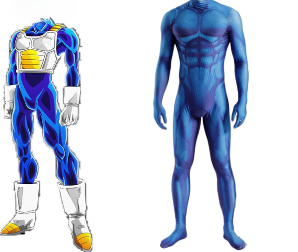 Dragon Ball Z Vegeta Cosplay Super Saiyan Blue Spandex Jumpsuit Men Outfits