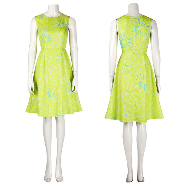 Joy Inside Out 2 Movie Costume Summer Cosplay Green Dress