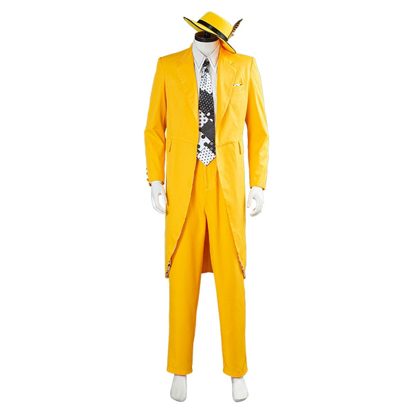 The Mask Jim Carrey Yellow Outfit Cosplay Costume Halloween Suit