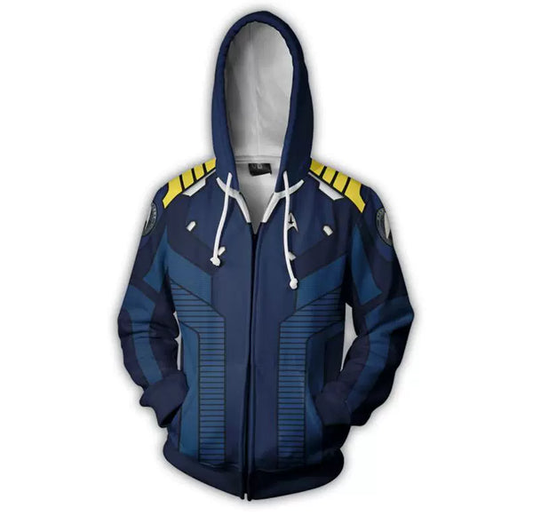 Captain James Kirk Costume Chris Pine ST Beyond Cosplay Hoodie Zip-Up Jacket for Man