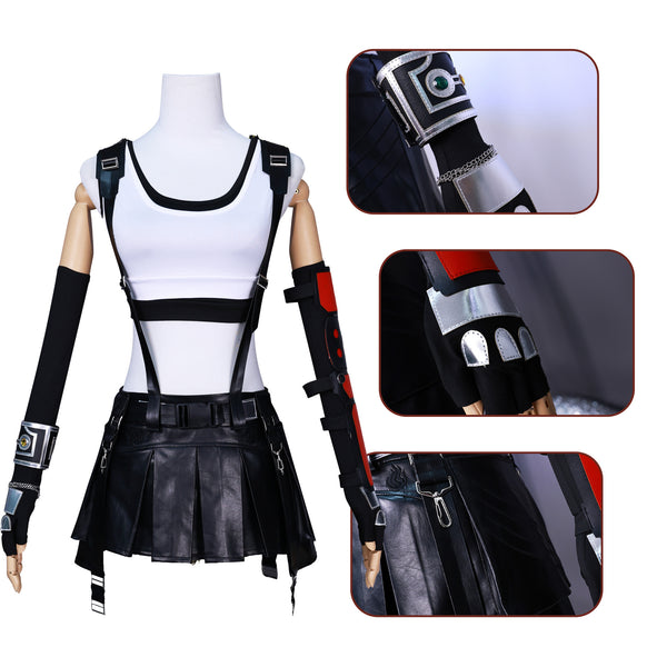 Final Fantasy FF7 Remake Tifa Leather Skirt Halloween Cosplay Costume