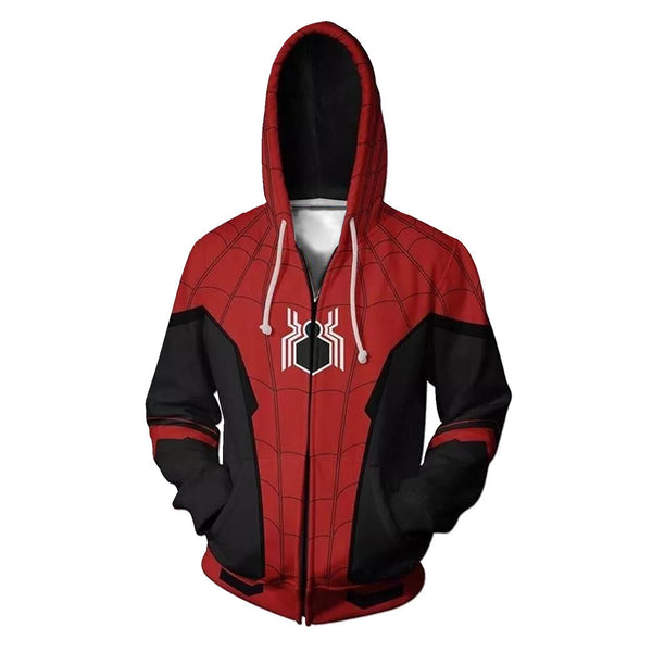 Tom Holland Red and Black Suit Spiderman Zip Up Hoodie Unisex Sports Jackets