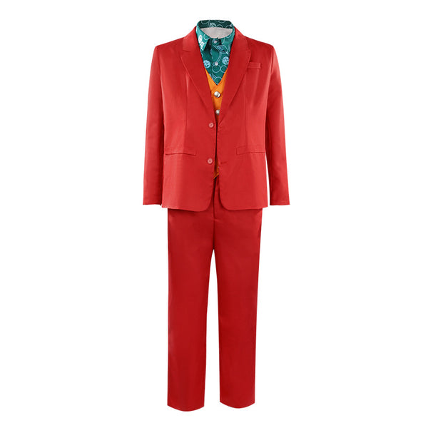 Joker Phoenix Halloween Costume Arthur Fleck Joker 2 Movie Cosplay Red Suit