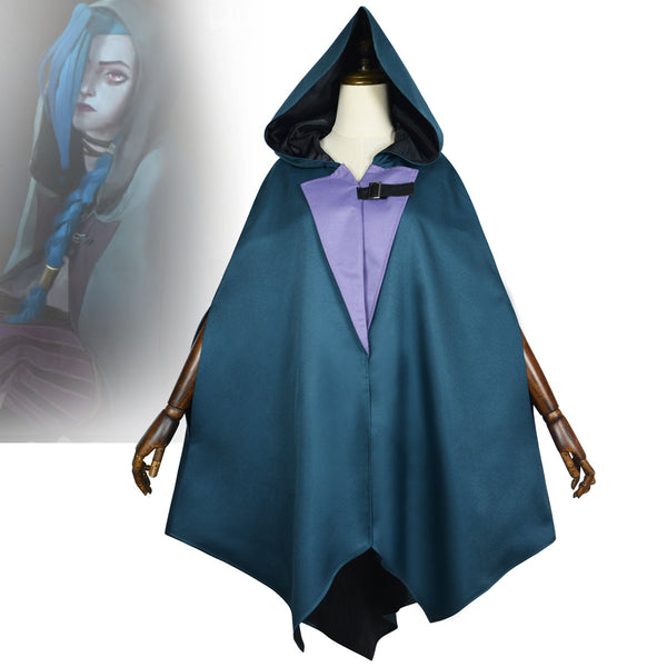 Jinx Hooded Cloak Arcane League of Legends S2 Cosplay Cape Costume