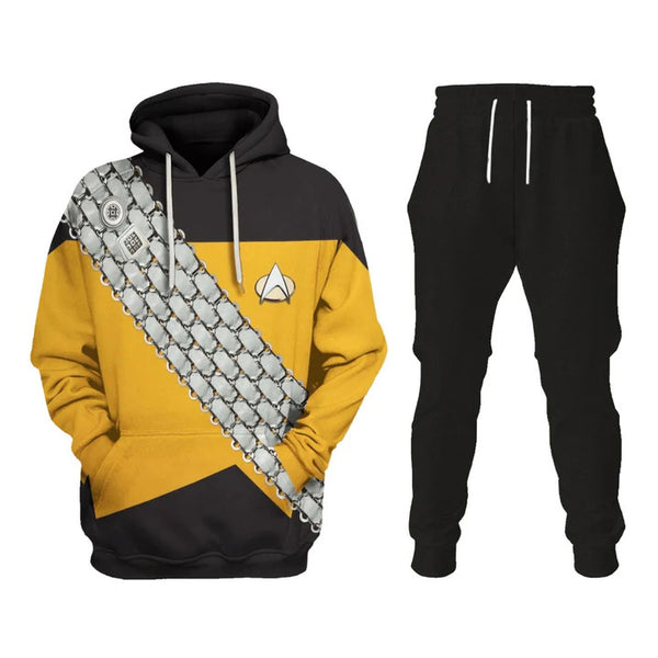 The Next Generation Worf Command Yellow Suit Hoodie Sweatpants Cosplay Costume