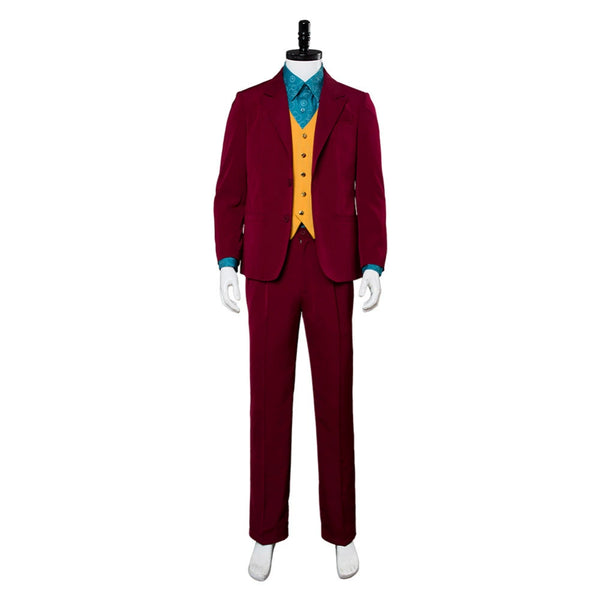 Arthur Fleck Joker Wine Red Suit DC Villain Movie Cosplay Costume