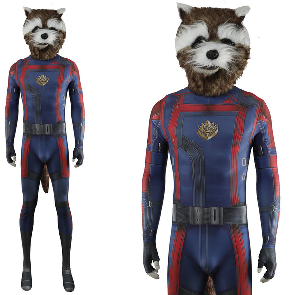 Guardians of The Galaxy 3 Cosplay Rocket Raccoon Jumpsuit Costume with Mask