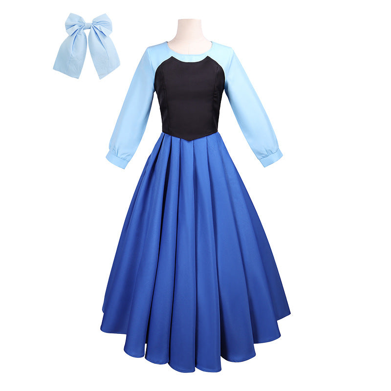 The Little Mermaid Human Ariel Costume Blue Dress Cosplay Party