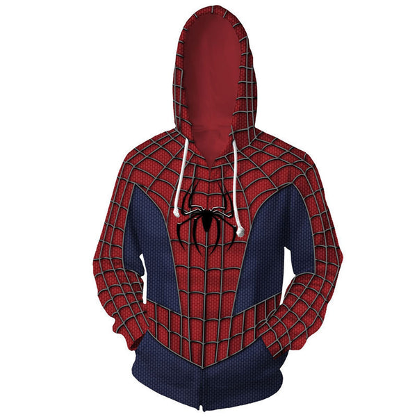 Peter Parker Sam Raimi's Spider-Man Suit Movie Costume Zipper Hoodie Coat Jacket