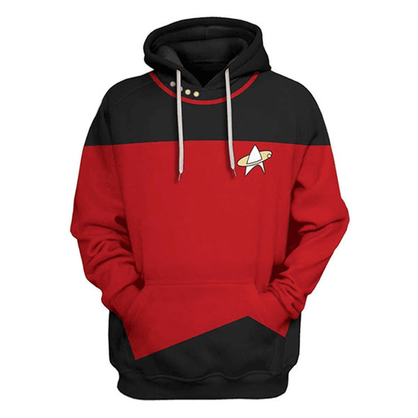 The Next Generation Luc Picard Cosplay Top Hoodie Red Uniform Pullover