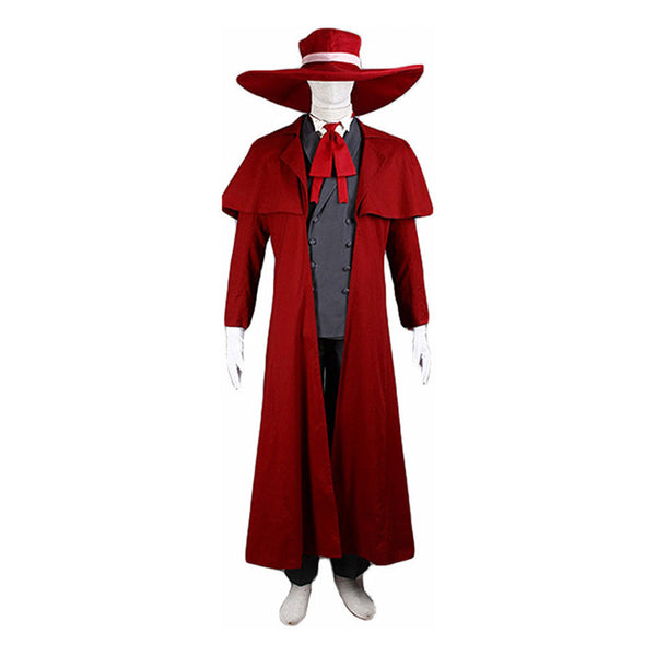 Anime Hellsing Alucard Red Costume Vampire Hunter Cosplay Outfits with Hat