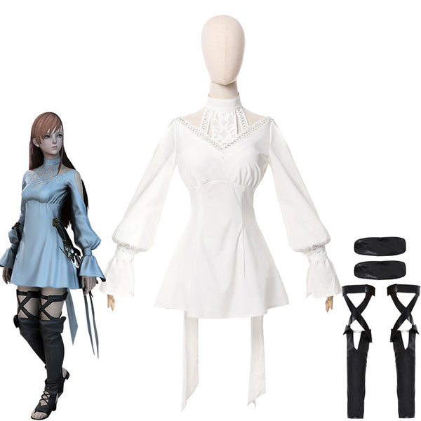 Final Fantasy Ff14 Minfilia Cosplay Outfit Halloween White Dress Full Set