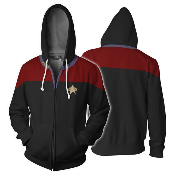 Command Red Uniform Picard Standard Unisex Zip-Up Coat Operations Gold Sciences Blue Halloween Hoodies Cosplay