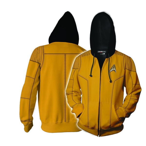 Captain Kirk Enterprise Gold Hoodie Zip-Up Coat Apparel Cosplay Costume