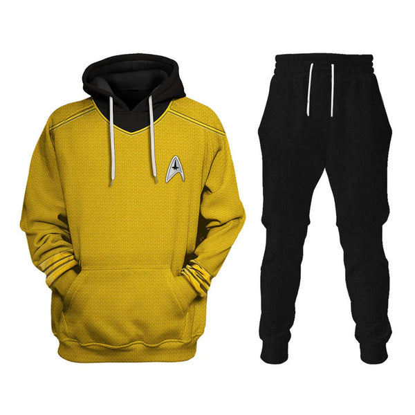 Captain Kirk The Original Series Yellow Top Halloween Hoodie Sweatpants Cosplay Set