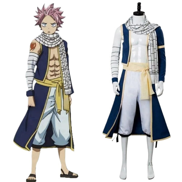 Fairy Tail Natsu Dragneel Blue Cosplay Outfit Halloween Costume Whole Set