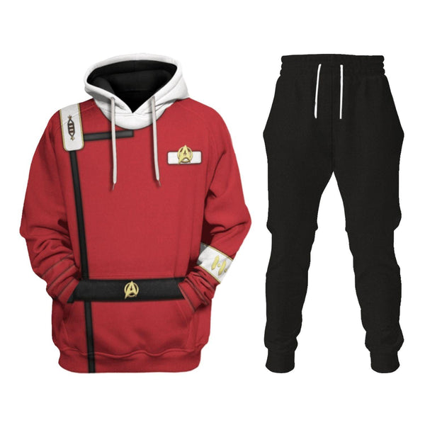 The Wrath of Khan Red Uniform Hoodie Sweatpants Set Halloween Cosplay Costume